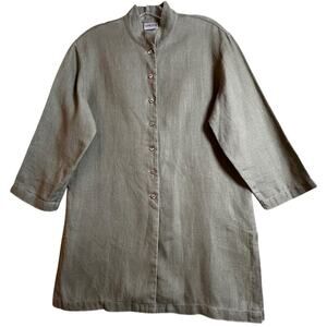 Chico’s Women Sz 0 US 4 100% Linen Tunic‎ Jacket Top Cardigan Nehru Lagenlook